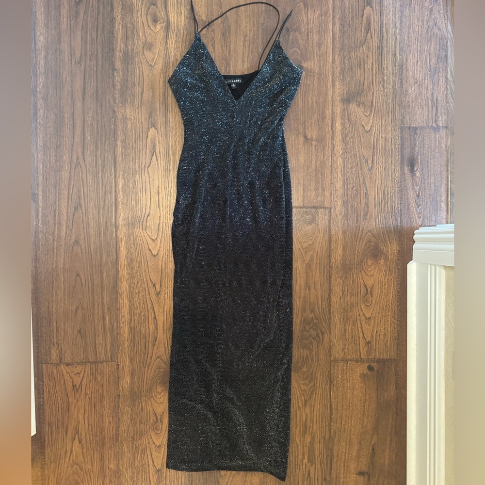 JLUXLABEL Black Glitter Midi Dress